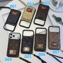 ブランド風カードポケット付きストラップ iPhone7 iphone15 16 17 およびサムスン S20 S21 S24 S25 対応スマホケース