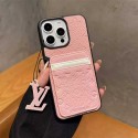 LV 風刻印カードポケット付き多色 iPhone16 17ケース、ファッションと実用を両立したスタイリッシュiphone15保護アイテム