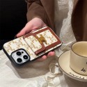セリーヌ風レザーカードポケット付き高級感 iPhone ケース iPhone13/14ProMax/15Pro/15ProMax/16 対応
