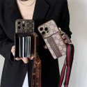 LV・Gucci 風ブランドモノグラム ストラップ付きカードポケット iPhone16 iphone15 スマホケース