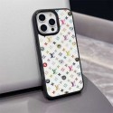 LV 風カラフルモノグラムグリッター iPhone 14 15 16 17 Pro Max ケース、ファッションと実用を両立したキラキラ保護アイテム
