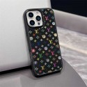 LV 風カラフルモノグラムグリッター iPhone 14 15 16 17 Pro Max ケース、ファッションと実用を両立したキラキラ保護アイテム