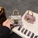 LV 風グリッターミニバッグ型 AirPods4 3 2 ケース カラフルモノグラム高級感イヤホン保護アクセサリー
