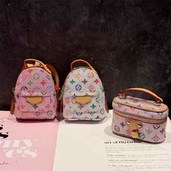 LV 風グリッターカラフルモノグラムミニバッグ型 AirPods4 3 2 ケース 高級感イヤホン保護ファッションアクセサリー