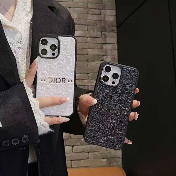 Dior 風グリッターモノグラム iPhone17 16 スマホケース 高級感ファッション保護アイテム