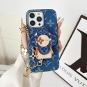 LV 風モノグラムキャラクターチェーン iPhone17 16 スマホケース 可愛らしさとファッション性を両立した保護アイテム