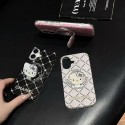 Chanel 風クォイルステッチ Hello Kitty スタンド付き iPhone17 16 スマホケース 可愛らしさと高級感を両立した保護アイテム