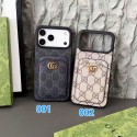 Gucci 風 GG ロゴカードポケット付き iPhone17 16 15 スマホケース 実用性と高級感を両立した保護アイテム