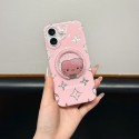 LV 風モノグラム Hello Kitty スタンド付き iPhone17 16 15 スマホケース 可愛らしさと高級感を両立した保護アイテム