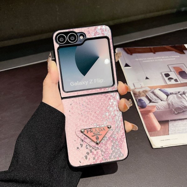Prada 風ピンクグリッター三星 Galaxy Z Flip7 6 5 対応スマホケース 高級感と可愛らしさを両立した保護アイテム