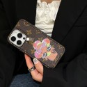 LV 風モノグラムキャラクター多デザイン iPhone17 16 15 スマホケース 可愛らしさと高級感を両立した保護アイテム