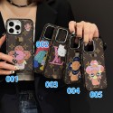 LV 風モノグラムキャラクター多デザイン iPhone17 16 15 スマホケース 可愛らしさと高級感を両立した保護アイテム