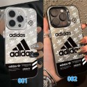 adidas 風モノグラム 2 デザイン iPhone17 16 スマホケース スポーティでファッショナブルな保護アイテム