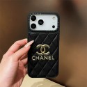シャネル風クォイルステッチゴールドロゴ iPhone17 12 16 スマホケース クラシックなラグジュアリーと実用性を両立した保護アイテム