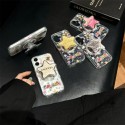 シャネル風スターポップソケットクリア iPhone13 17pro スマホケース キャッチーなデザインと実用性を両立した保護アイテム
