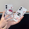 シャネル風 Hello Kitty コラボポップソケットクリア iPhone17 13 スマホケース 可愛らしさとラグジュアリーを融合した保護アイテム