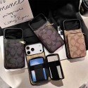 Coach 風モノグラムジッパーカードポケット付き多機能 iPhone17 11 スマホケース galaxy s25 s24 s23高級感と実用性を融合したファッションアイテム
