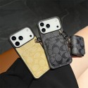 Coach 風モノグラムチェーンミニバッグ付き多機能 iPhone17 16 15 スマホケース 高級感と実用性を融合したファッションアイテム
